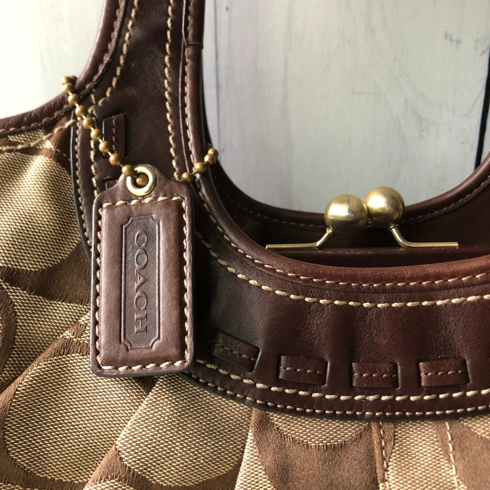 Coach Ergo Signature Pleated Satchel Brown Jacquard L… - Gem